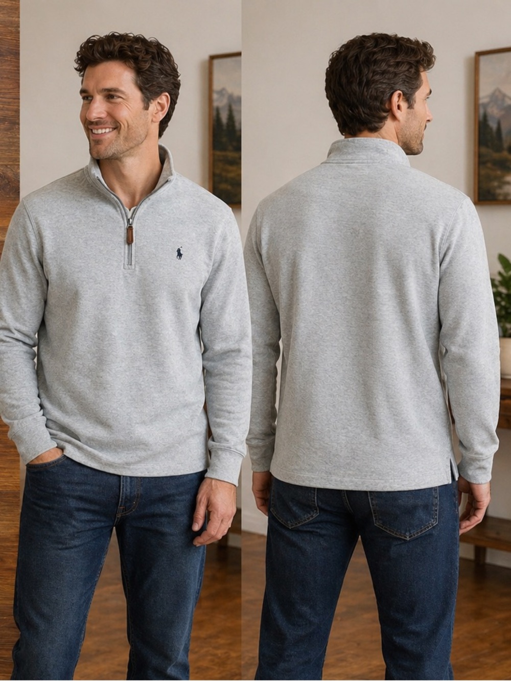 Polo Ralph Lauren Gray Quarter Zip Pullover Size XL Classic Fleece Sweater